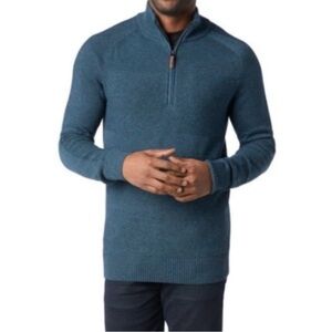 Smartwool Blue Green Merino Wool Blend Quarter Zip Knit Sweater Men’s Small